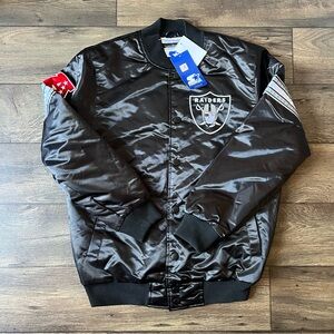 Starter Men's Las Vegas Raiders AFC Classic Satin Jacket Black Size Medium
